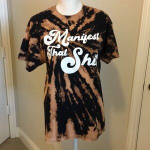 Manifesting Graphic T Shirt in Brown & Black Tie Dye size Medium, EUC, worn once